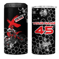 Custom Motocross Dirt Bike 4 in 1 Can Cooler Tumbler with Red Rider and Honeycomb Grunge Design - Wonder Print Shop