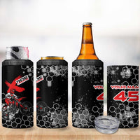 Custom Motocross Dirt Bike 4 in 1 Can Cooler Tumbler with Red Rider and Honeycomb Grunge Design - Wonder Print Shop