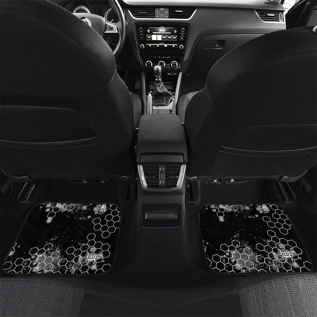 Custom Motocross Dirt Bike Car Mats with Red Rider and Honeycomb Grunge Design - Wonder Print Shop