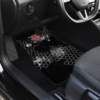 Custom Motocross Dirt Bike Car Mats with Red Rider and Honeycomb Grunge Design - Wonder Print Shop