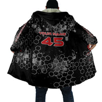 Custom Motocross Dirt Bike Cloak with Red Rider and Honeycomb Grunge Design - Wonder Print Shop