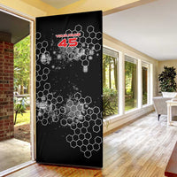Custom Motocross Dirt Bike Door Cover with Red Rider and Honeycomb Grunge Design - Wonder Print Shop