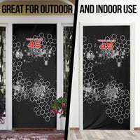 Custom Motocross Dirt Bike Door Cover with Red Rider and Honeycomb Grunge Design - Wonder Print Shop