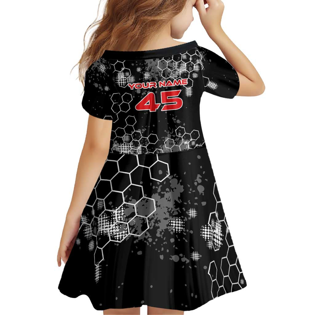 Custom Motocross Dirt Bike Family Matching Mermaid Dress and Hawaiian Shirt with Red Rider and Honeycomb Grunge Design - Wonder Print Shop