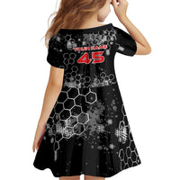 Custom Motocross Dirt Bike Family Matching Summer Maxi Dress and Hawaiian Shirt with Red Rider and Honeycomb Grunge Design - Wonder Print Shop