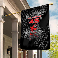 Custom Motocross Dirt Bike Garden Flag with Red Rider and Honeycomb Grunge Design - Wonder Print Shop
