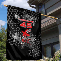 Custom Motocross Dirt Bike Garden Flag with Red Rider and Honeycomb Grunge Design - Wonder Print Shop