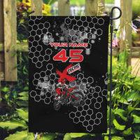 Custom Motocross Dirt Bike Garden Flag with Red Rider and Honeycomb Grunge Design - Wonder Print Shop