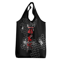 Custom Motocross Dirt Bike Grocery Bag with Red Rider and Honeycomb Grunge Design - Wonder Print Shop