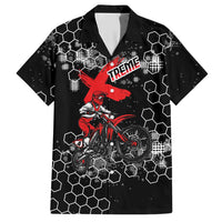 Custom Motocross Dirt Bike Hawaiian Shirt with Red Rider and Honeycomb Grunge Design - Wonder Print Shop