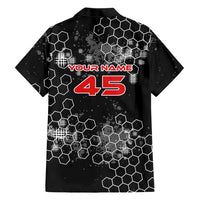 Custom Motocross Dirt Bike Hawaiian Shirt with Red Rider and Honeycomb Grunge Design - Wonder Print Shop