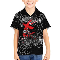 Custom Motocross Dirt Bike Hawaiian Shirt with Red Rider and Honeycomb Grunge Design - Wonder Print Shop