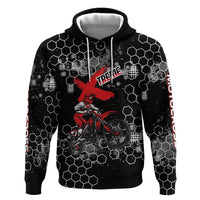 Custom Motocross Dirt Bike Hoodie with Red Rider and Honeycomb Grunge Design - Wonder Print Shop