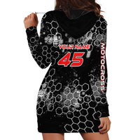Custom Motocross Dirt Bike Hoodie Dress with Red Rider and Honeycomb Grunge Design - Wonder Print Shop