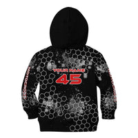 Custom Motocross Dirt Bike Kid Hoodie with Red Rider and Honeycomb Grunge Design - Wonder Print Shop