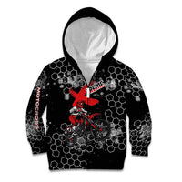 Custom Motocross Dirt Bike Kid Hoodie with Red Rider and Honeycomb Grunge Design - Wonder Print Shop