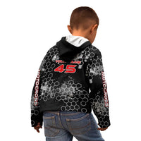 Custom Motocross Dirt Bike Kid Hoodie with Red Rider and Honeycomb Grunge Design - Wonder Print Shop