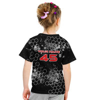 Custom Motocross Dirt Bike Kid T Shirt with Red Rider and Honeycomb Grunge Design - Wonder Print Shop