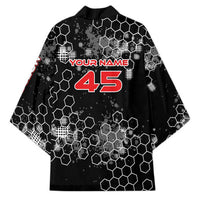 Custom Motocross Dirt Bike Kimono with Red Rider and Honeycomb Grunge Design - Wonder Print Shop