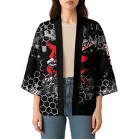 Custom Motocross Dirt Bike Kimono with Red Rider and Honeycomb Grunge Design - Wonder Print Shop