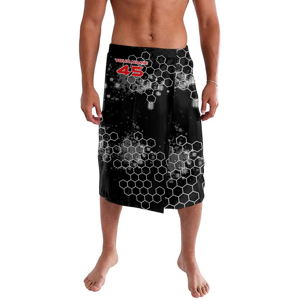 Custom Motocross Dirt Bike Lavalava with Red Rider and Honeycomb Grunge Design - Wonder Print Shop