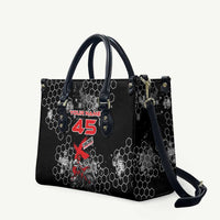 Custom Motocross Dirt Bike Leather Bag with Red Rider and Honeycomb Grunge Design - Wonder Print Shop