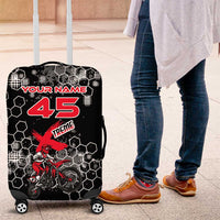 Custom Motocross Dirt Bike Luggage Cover with Red Rider and Honeycomb Grunge Design - Wonder Print Shop