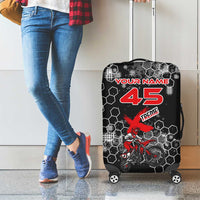 Custom Motocross Dirt Bike Luggage Cover with Red Rider and Honeycomb Grunge Design - Wonder Print Shop