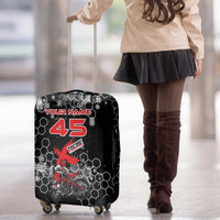 Custom Motocross Dirt Bike Luggage Cover with Red Rider and Honeycomb Grunge Design - Wonder Print Shop