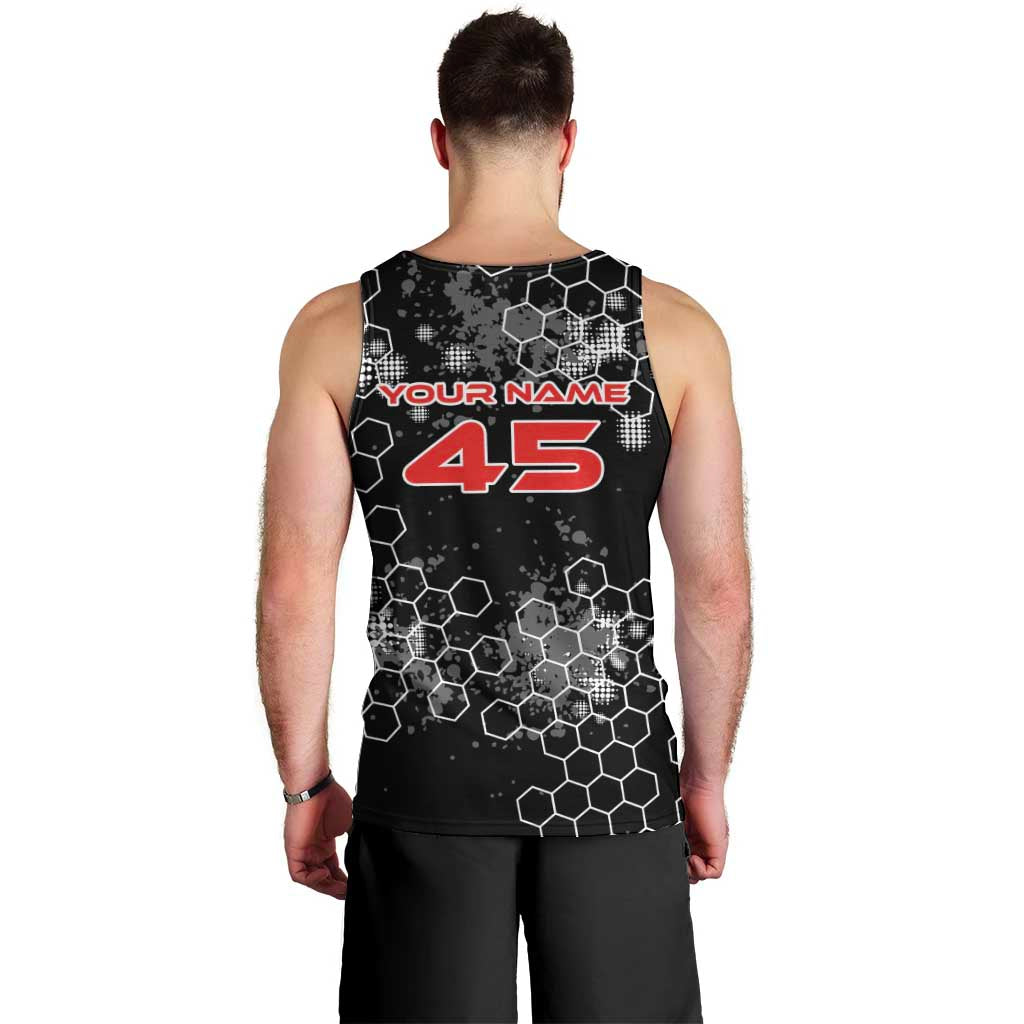 Custom Motocross Dirt Bike Men Tank Top with Red Rider and Honeycomb Grunge Design - Wonder Print Shop