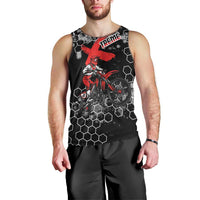 Custom Motocross Dirt Bike Men Tank Top with Red Rider and Honeycomb Grunge Design - Wonder Print Shop