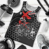 Custom Motocross Dirt Bike Men Tank Top with Red Rider and Honeycomb Grunge Design - Wonder Print Shop