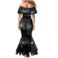 Custom Motocross Dirt Bike Mermaid Dress with Red Rider and Honeycomb Grunge Design - Wonder Print Shop