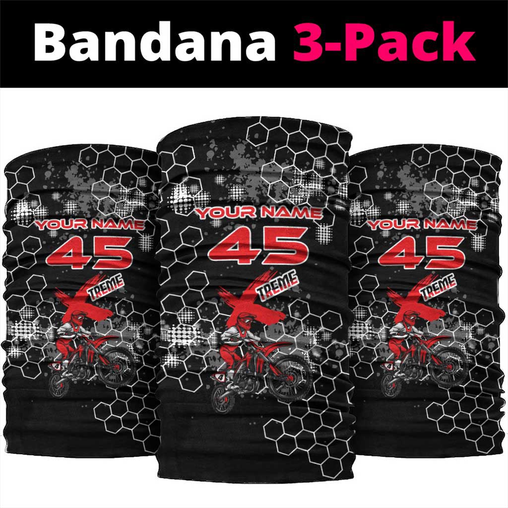 Custom Motocross Dirt Bike Neck Gaiter with Red Rider and Honeycomb Grunge Design - Wonder Print Shop