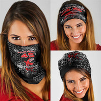 Custom Motocross Dirt Bike Neck Gaiter with Red Rider and Honeycomb Grunge Design - Wonder Print Shop