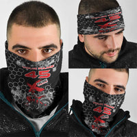 Custom Motocross Dirt Bike Neck Gaiter with Red Rider and Honeycomb Grunge Design - Wonder Print Shop