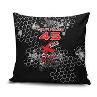 Custom Motocross Dirt Bike Pillow Cover with Red Rider and Honeycomb Grunge Design - Wonder Print Shop