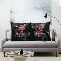 Custom Motocross Dirt Bike Pillow Cover with Red Rider and Honeycomb Grunge Design - Wonder Print Shop