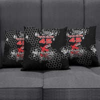 Custom Motocross Dirt Bike Pillow Cover with Red Rider and Honeycomb Grunge Design - Wonder Print Shop