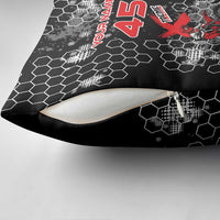 Custom Motocross Dirt Bike Pillow Cover with Red Rider and Honeycomb Grunge Design - Wonder Print Shop