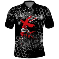 Custom Motocross Dirt Bike Polo Shirt with Red Rider and Honeycomb Grunge Design - Wonder Print Shop