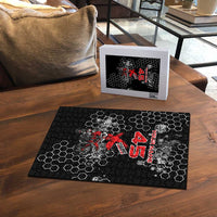 Custom Motocross Dirt Bike Puzzle with Red Rider and Honeycomb Grunge Design - Wonder Print Shop