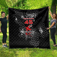 Custom Motocross Dirt Bike Quilt with Red Rider and Honeycomb Grunge Design - Wonder Print Shop