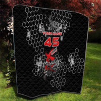 Custom Motocross Dirt Bike Quilt with Red Rider and Honeycomb Grunge Design - Wonder Print Shop