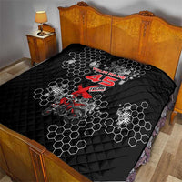Custom Motocross Dirt Bike Quilt with Red Rider and Honeycomb Grunge Design - Wonder Print Shop