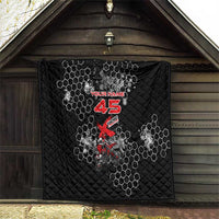 Custom Motocross Dirt Bike Quilt with Red Rider and Honeycomb Grunge Design - Wonder Print Shop