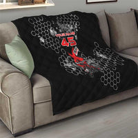 Custom Motocross Dirt Bike Quilt with Red Rider and Honeycomb Grunge Design - Wonder Print Shop