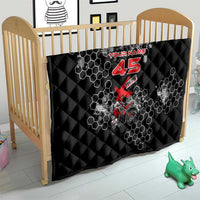 Custom Motocross Dirt Bike Quilt with Red Rider and Honeycomb Grunge Design - Wonder Print Shop