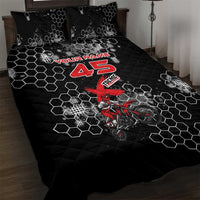 Custom Motocross Dirt Bike Quilt Bed Set with Red Rider and Honeycomb Grunge Design - Wonder Print Shop