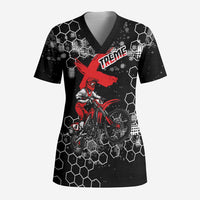 Custom Motocross Dirt Bike Scrub Top with Red Rider and Honeycomb Grunge Design - Wonder Print Shop